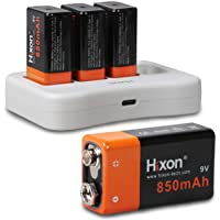 Kit Cargador y Batería 9V 850mAh Recargable Li-Ion para Sistema de Alarma Multímetro Detector de Humo